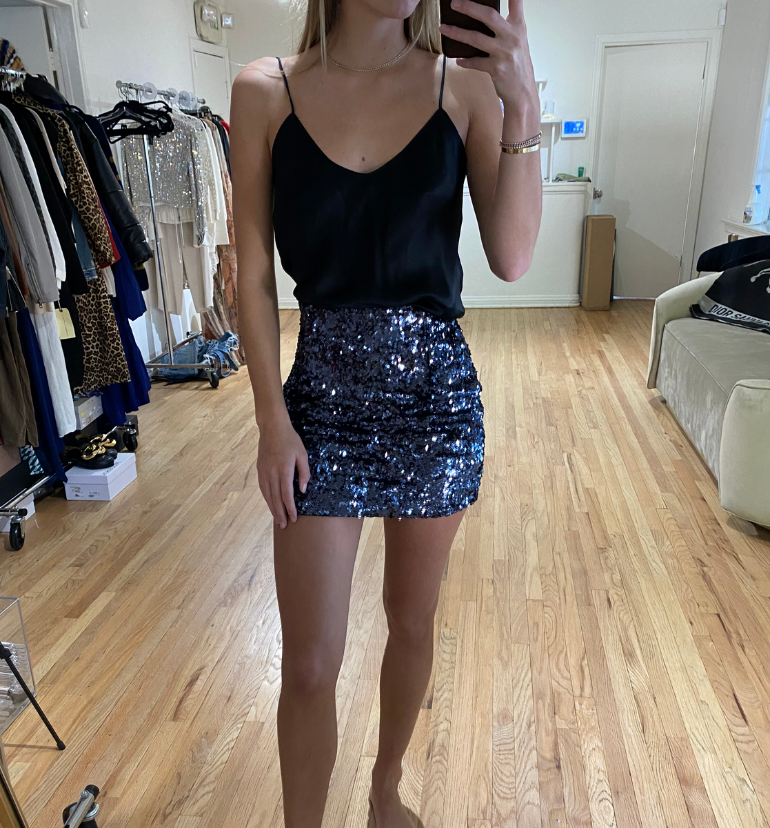 Other Stories Navy Sequin Mini Skirt SHOP EXCESS GRANTED