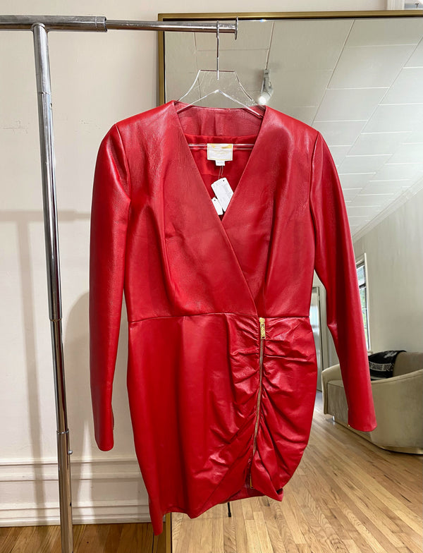 Redemption Red Leather Mini Dress SHOP EXCESS GRANTED Redemption Red Leather Mini Dress SHOP EXCESS GRANTED