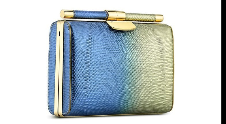 Jamie Clutch Gold Blue Faded Lizard